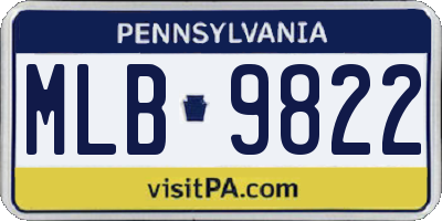 PA license plate MLB9822