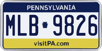 PA license plate MLB9826