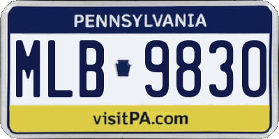 PA license plate MLB9830