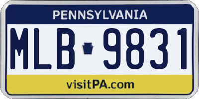 PA license plate MLB9831