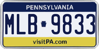 PA license plate MLB9833