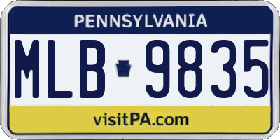 PA license plate MLB9835