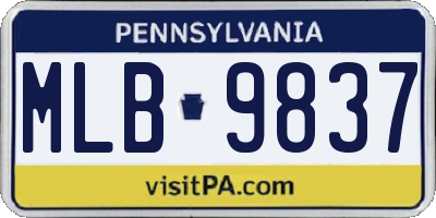 PA license plate MLB9837