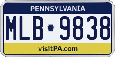 PA license plate MLB9838
