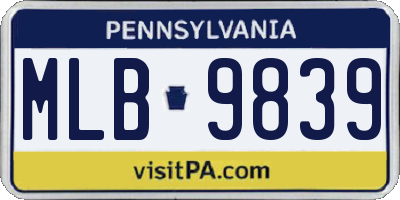 PA license plate MLB9839