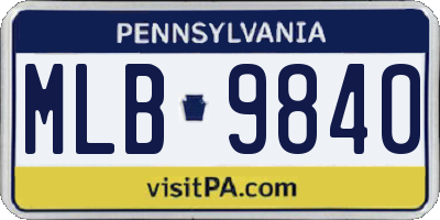 PA license plate MLB9840