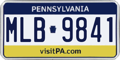 PA license plate MLB9841