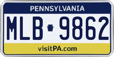 PA license plate MLB9862
