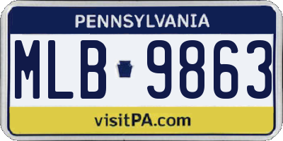 PA license plate MLB9863