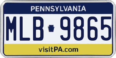 PA license plate MLB9865