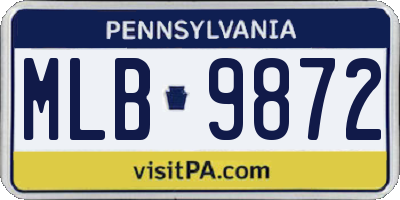 PA license plate MLB9872