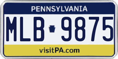 PA license plate MLB9875