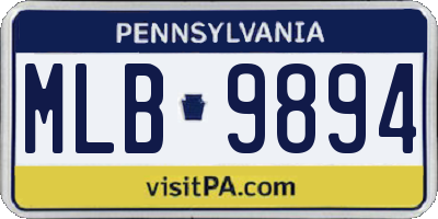 PA license plate MLB9894