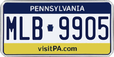 PA license plate MLB9905