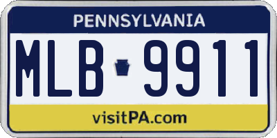 PA license plate MLB9911