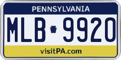PA license plate MLB9920