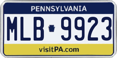 PA license plate MLB9923