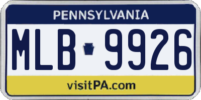 PA license plate MLB9926