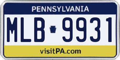 PA license plate MLB9931