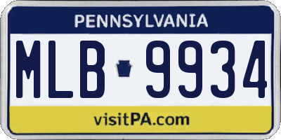 PA license plate MLB9934