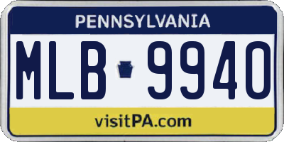 PA license plate MLB9940