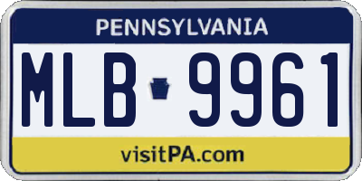 PA license plate MLB9961