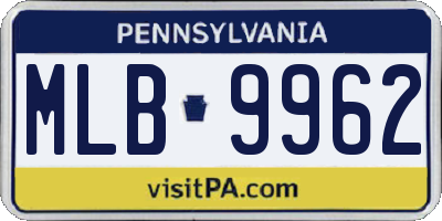 PA license plate MLB9962
