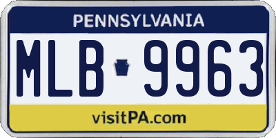 PA license plate MLB9963