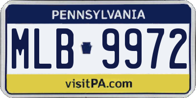 PA license plate MLB9972