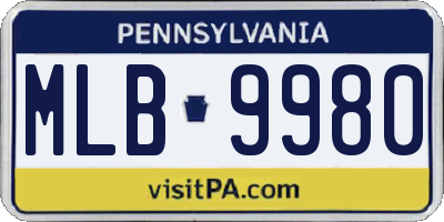PA license plate MLB9980