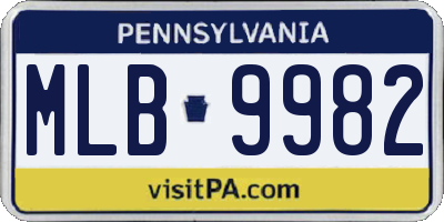 PA license plate MLB9982