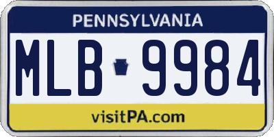 PA license plate MLB9984