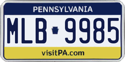 PA license plate MLB9985