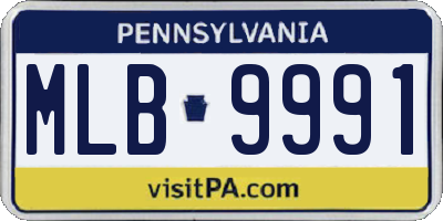 PA license plate MLB9991
