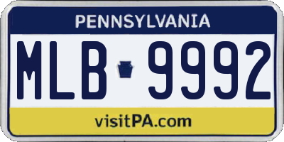 PA license plate MLB9992