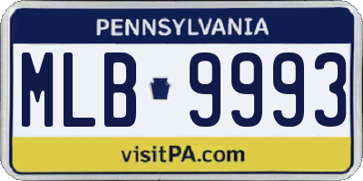 PA license plate MLB9993