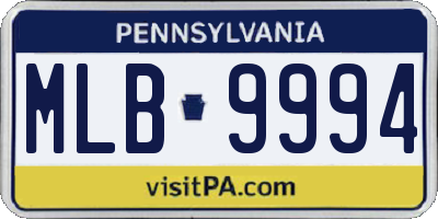 PA license plate MLB9994
