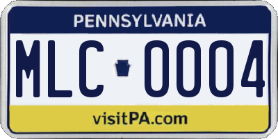 PA license plate MLC0004