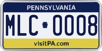 PA license plate MLC0008