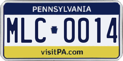 PA license plate MLC0014