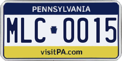 PA license plate MLC0015