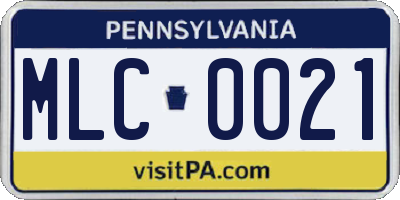 PA license plate MLC0021