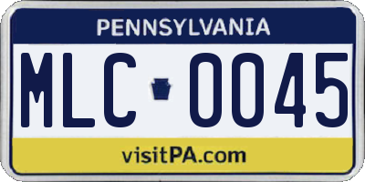 PA license plate MLC0045