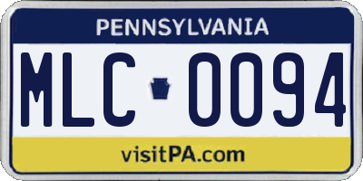 PA license plate MLC0094