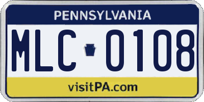 PA license plate MLC0108