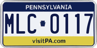 PA license plate MLC0117