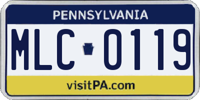 PA license plate MLC0119