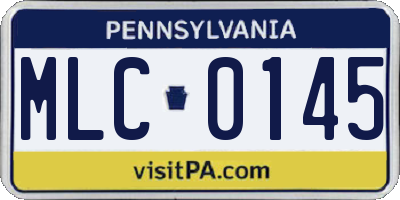 PA license plate MLC0145
