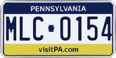 PA license plate MLC0154