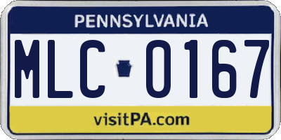 PA license plate MLC0167